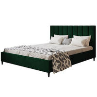 POLSTERBETT LUX Tokio mit Kopfteil, 180 x 200 cm, Doppelbett mit Lattenrost aus Holz, Velourstoff Dunkegrün, Füße in Farbe: Schwarz - Dunkelgrün, Holz/Textil (180/200cm) - Alpi-Möbel