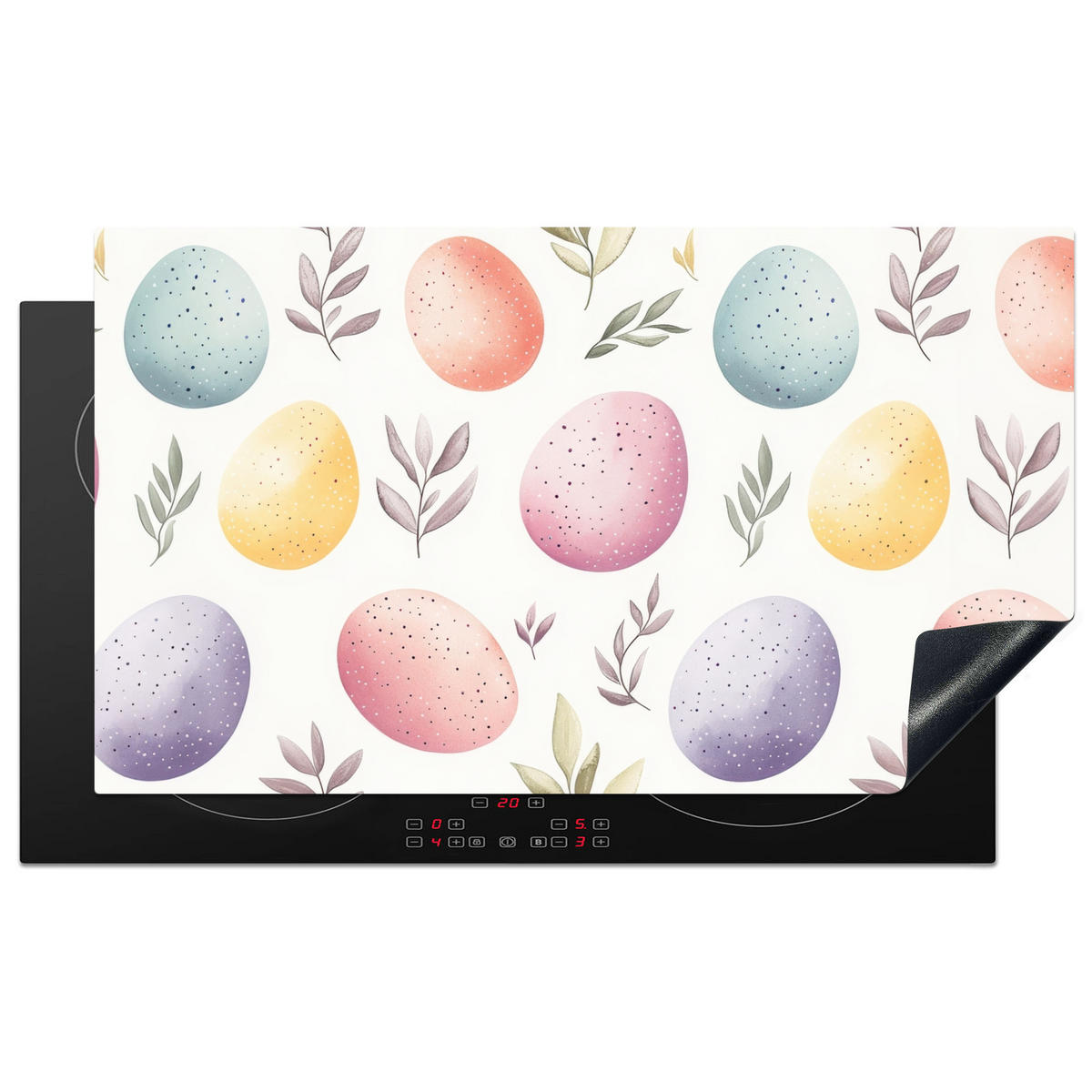 HERDABDECKPLATTE Eier - Bunt - Muster Induktionsschutz 91.2x52 cm - Weiß, Kunststoff (91.2/52/0.2cm) - MuchoWow