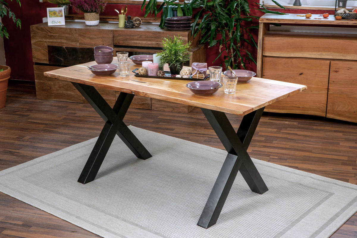 ESSTISCH PALERMO - Beige/Schwarz, Holz/Metall (100/200/77cm) - SAM