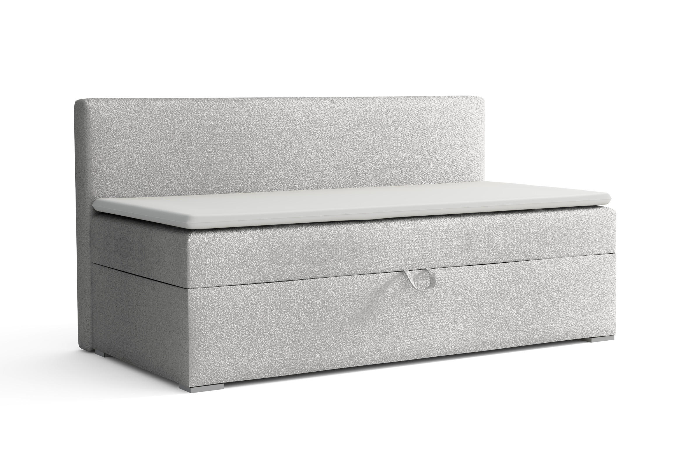 BOXBETT PAOLO 90/200 Boucle Hellgrau mit Bonell-Federkernmatratze H3 - Hellgrau, Holz/Holzwerkstoff (90/200cm) - Deine Möbel 24