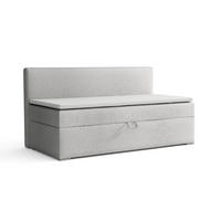 BOXBETT PAOLO 90/200 Boucle Hellgrau mit Bonell-Federkernmatratze H3 - Hellgrau, Holz/Holzwerkstoff (90/200cm) - Deine Möbel 24