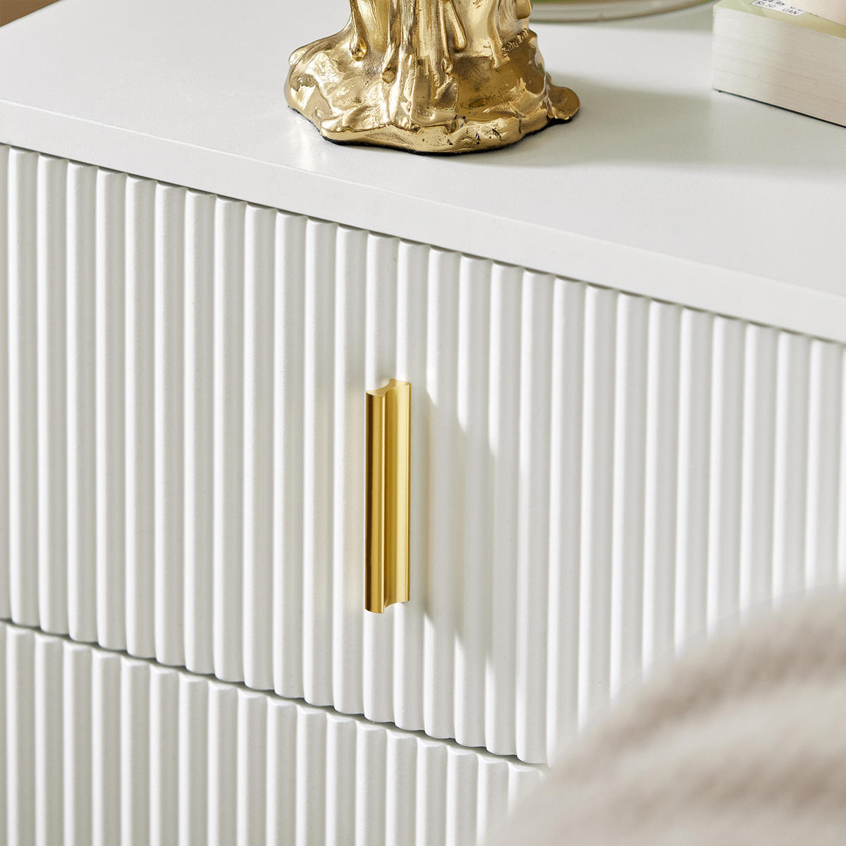 NACHTTISCH 2er Set, Beistelltisch mit 2 Schubladen, Weiß 40x47x40cm - Weiß, Holzwerkstoff (40/47/40cm) - SoBuy