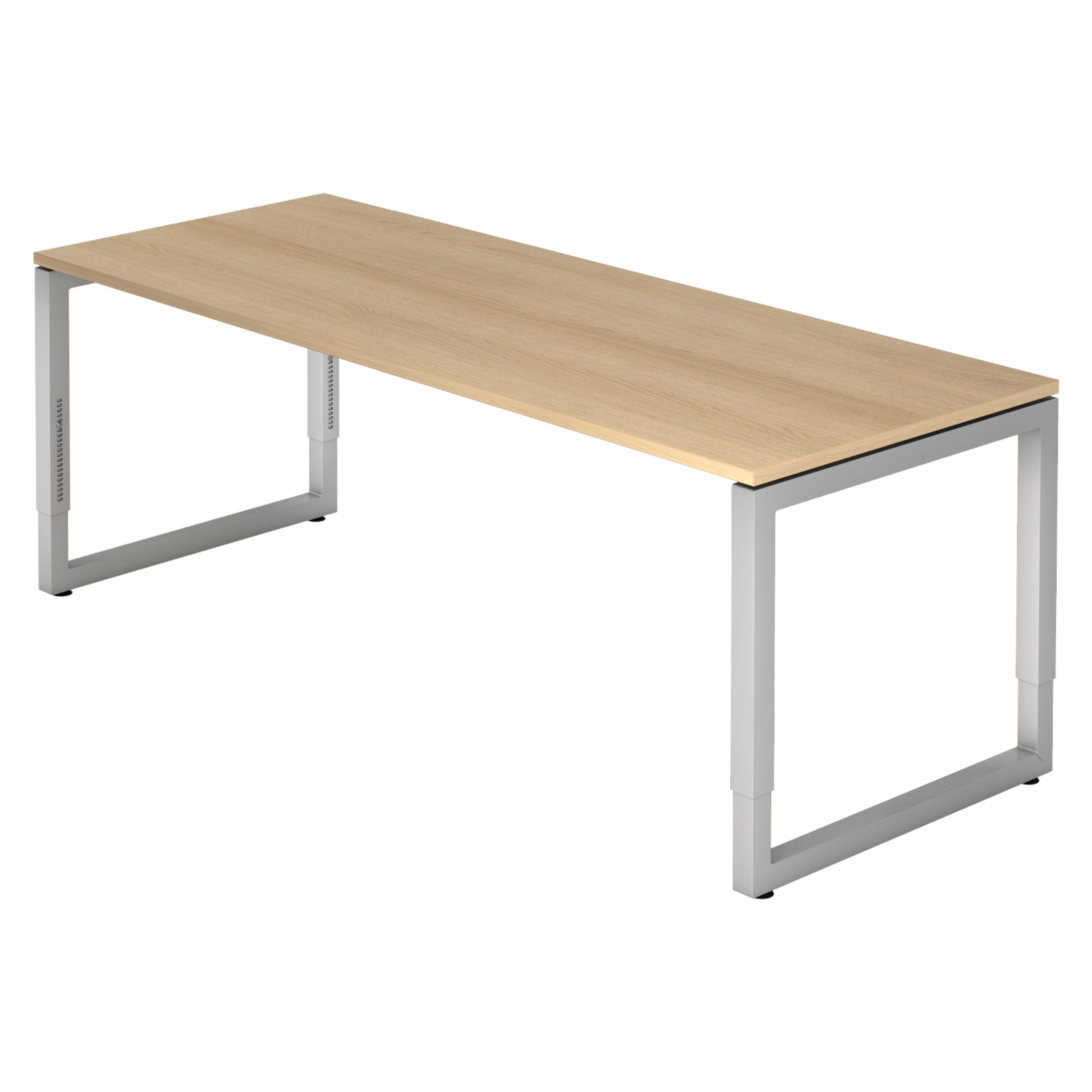 SCHREIBTISCH Serie-R 80/200/74 cm in Eichefarben/Silberfarben - Eichefarben/Silberfarben, Holzwerkstoff (80/200/74cm) - bümö