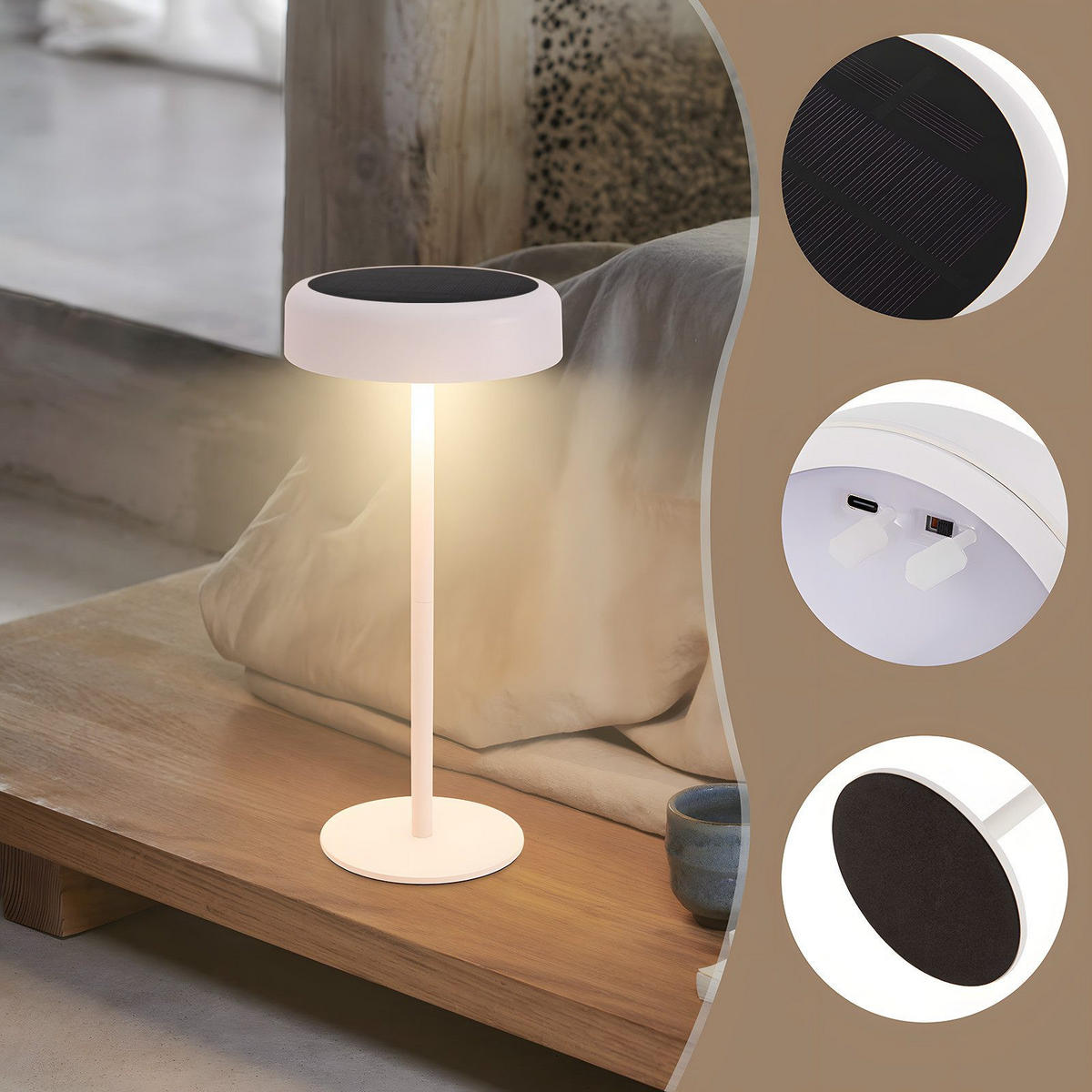 STOLNÍ lampa Abegg LED 14/14/30 cm - bílá, plast (14/14/30cm) - Nettlife