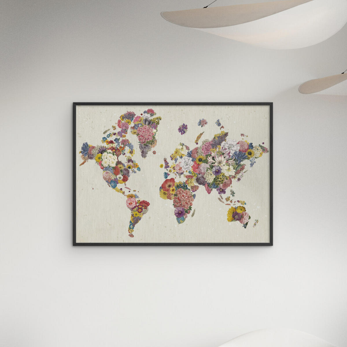 POSTER mit Rahmen Wild Apple - Botanical Floral Map Light - Multicolor/Schwarz, Holz/Papier (30/40cm) - Poster&Frame