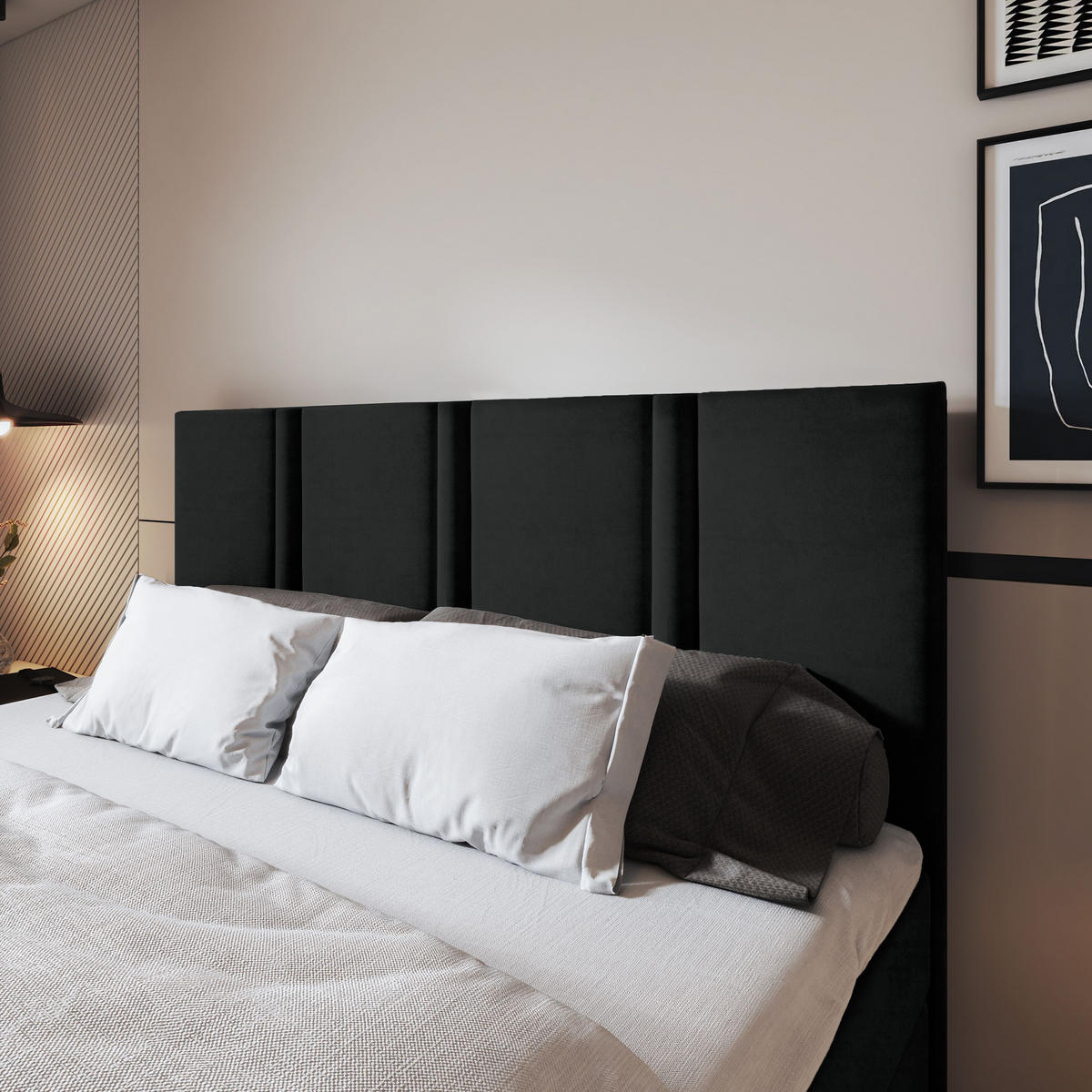 BOXBETT LARIO 160x200 cm mit Matratze und Topper - Schwarz - Schwarz, Holz (160/200cm) - MASSENO