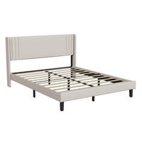 POLSTERBETT 160/200 cm Beige mit Flügelkopfteil und Stauraum - Beige, Holz (160/200cm) - SHOPENTRA