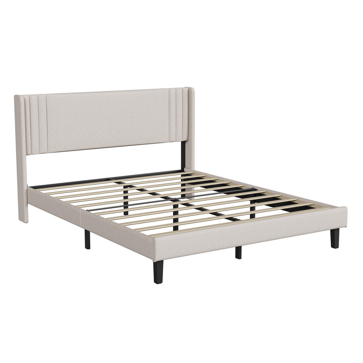 POLSTERBETT 140x200 cm Doppelbett mit Lattenrost, Leinenstoff Beige - Beige, Metall (140/200cm) - EuroLiving