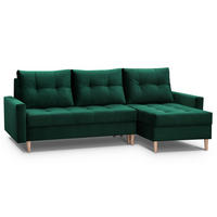 ROHOVÁ POHOVKA Halant s úložným prostorem, univerzální otoman, velurová látka, tmavě zelená - tmavě zelená, textil (220/140cm) - Beautysofa