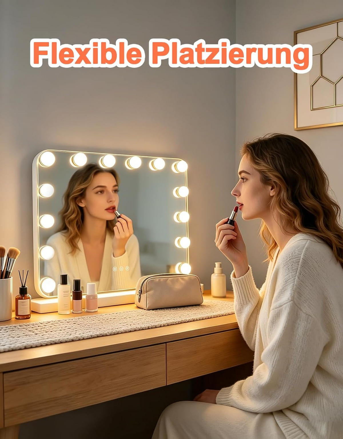LED Schminkspiegel 12/50/40cm - Weiß, Glas (12/40/50cm) - Nettlife