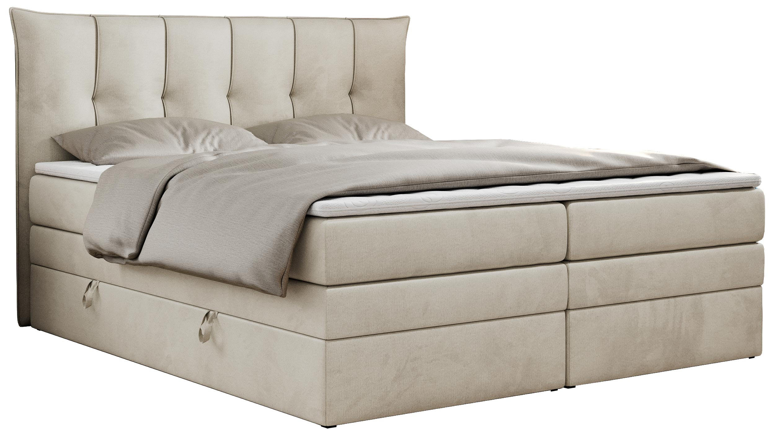 BOXSPRINGBETT PREMIUM 10 KING 120/200 Beige Velvet - H3 - Beige, Holz/Textil (120/200cm) - MKS