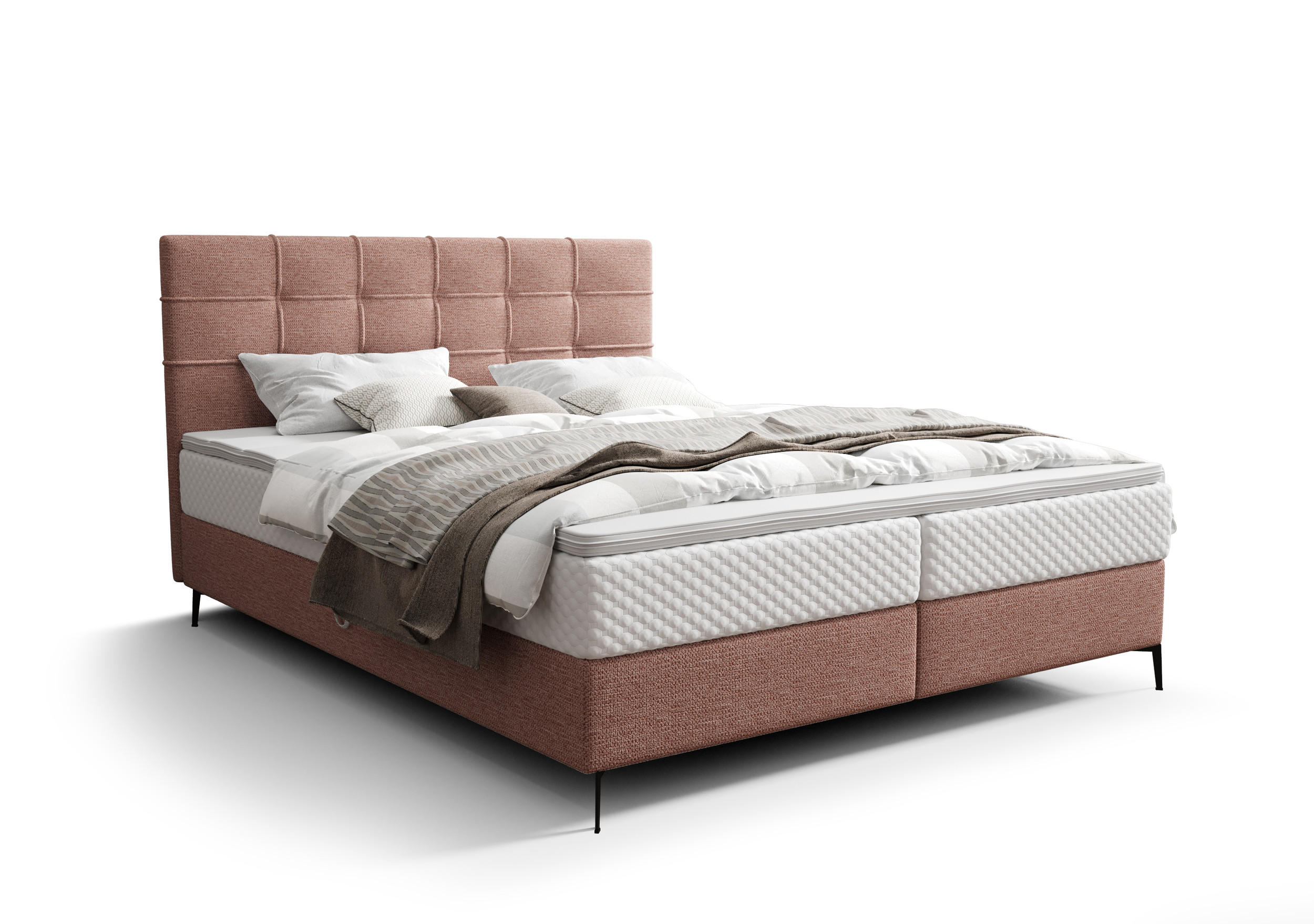 BOXBETT INAO 180x200 mit Matratze H3, Bonell und Topper ARAGON 62 - Pink, Textil (180/200cm) - Bedante
