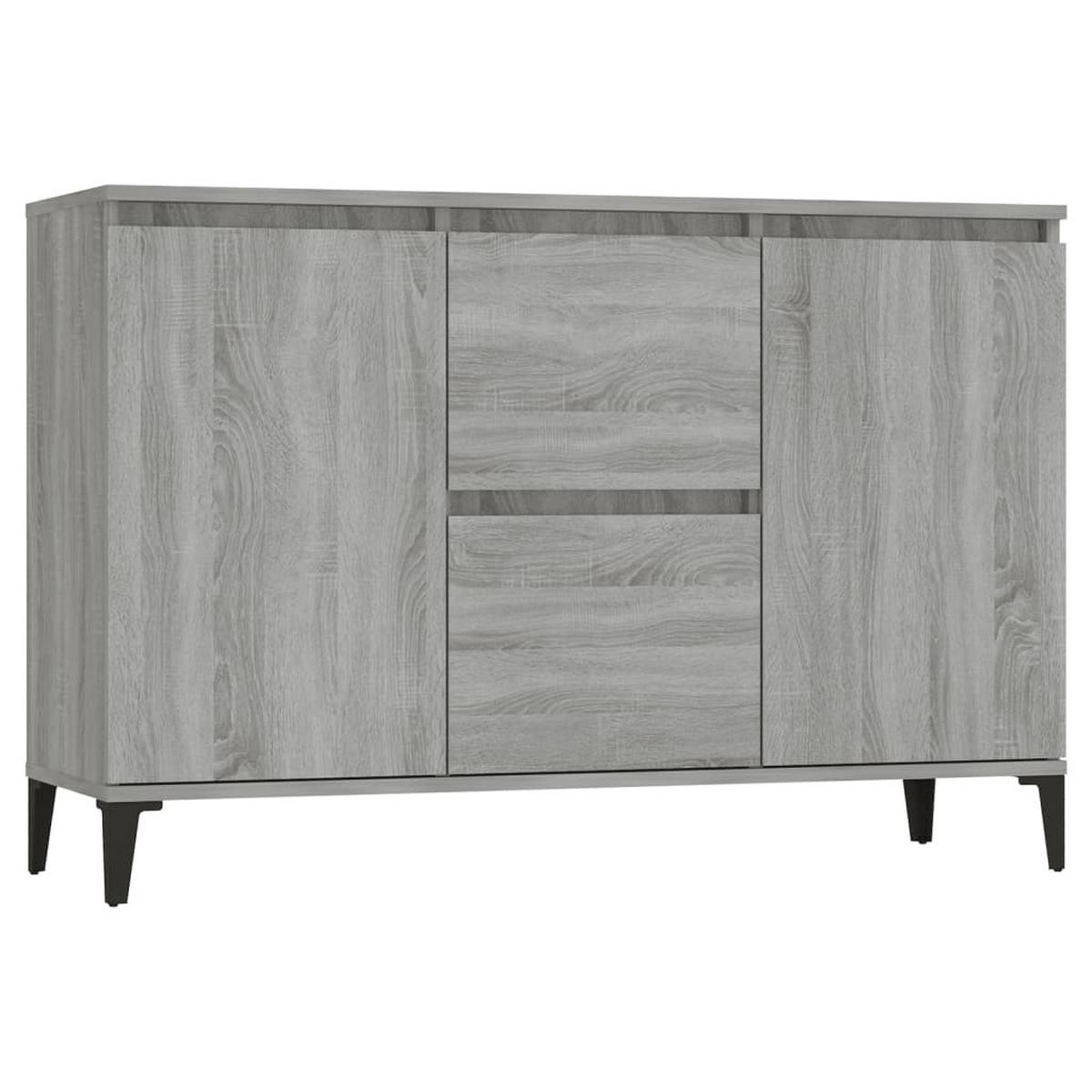 SIDEBOARD mit 2 Fächern, 2 Türen 102/35/70 cm aus Holzwerkstoff Grau Sonoma - Silbereichenfarben, Holz (102/70/35cm) - vidaXL