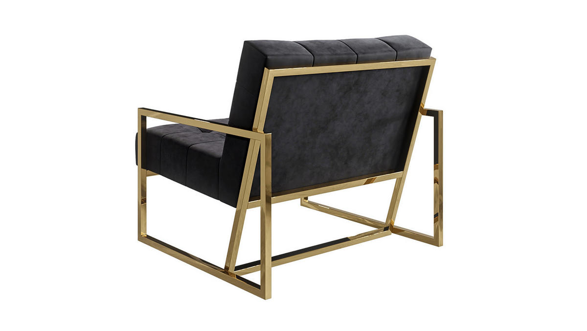 LOUNGESESSEL Duban Schwarz Samtstoff - Goldfarben/Schwarz, Holz/Textil (84/81/89cm) - S-Style Möbel