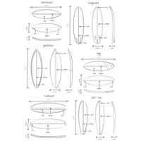 FOTOTAPETE technische Zeichnungen von Surfbrettern 200 x 279 cm - Schwarz, Papier (200/279cm) - ESTAhome