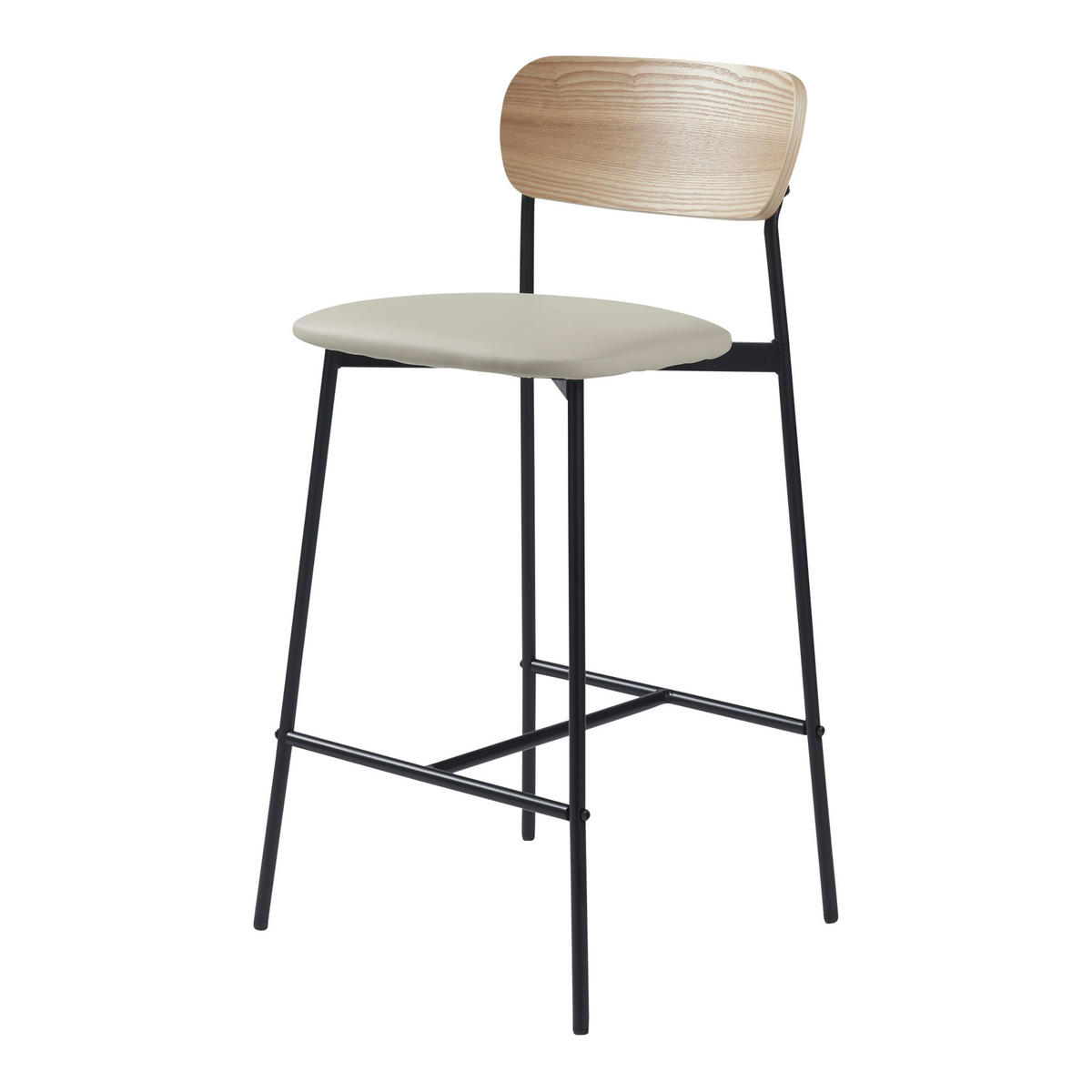 BARSTUHL-SET 2 TLG. Jyväskylä - Beige, Metall (40/89/45cm) - [en.casa]