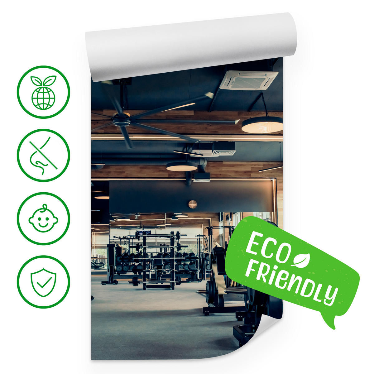 FOTOTAPETE Modernes Fitnessstudio Trainingsgeräte Sport 300x210 - Schwarz/Braun, Papier (300/210cm) - Muralo