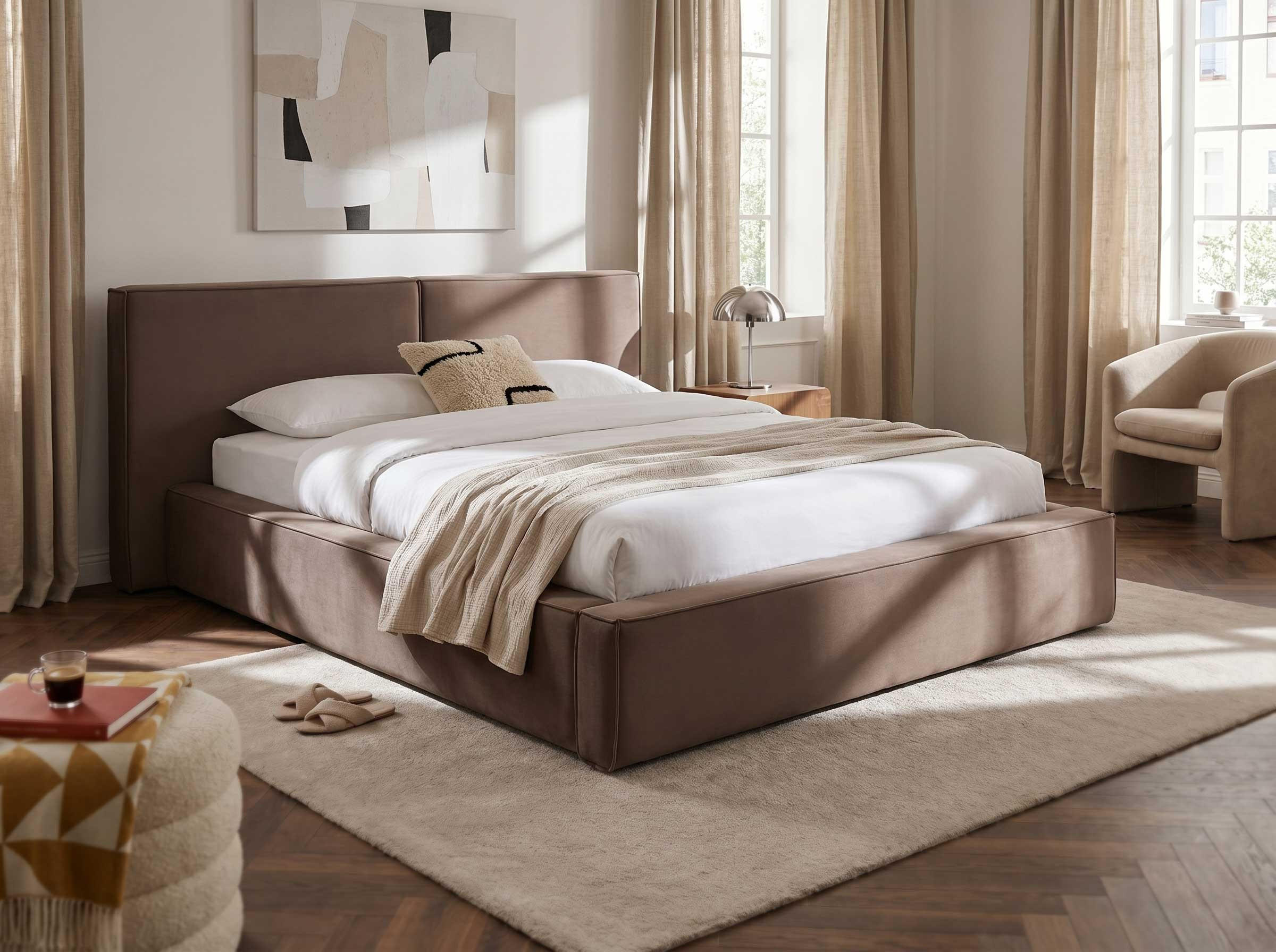 POLSTERBETT Jodie XL Braun 200/200 cm Samt mit Bettkasten - Braun, Textil/Metall (200/200cm) - wonello