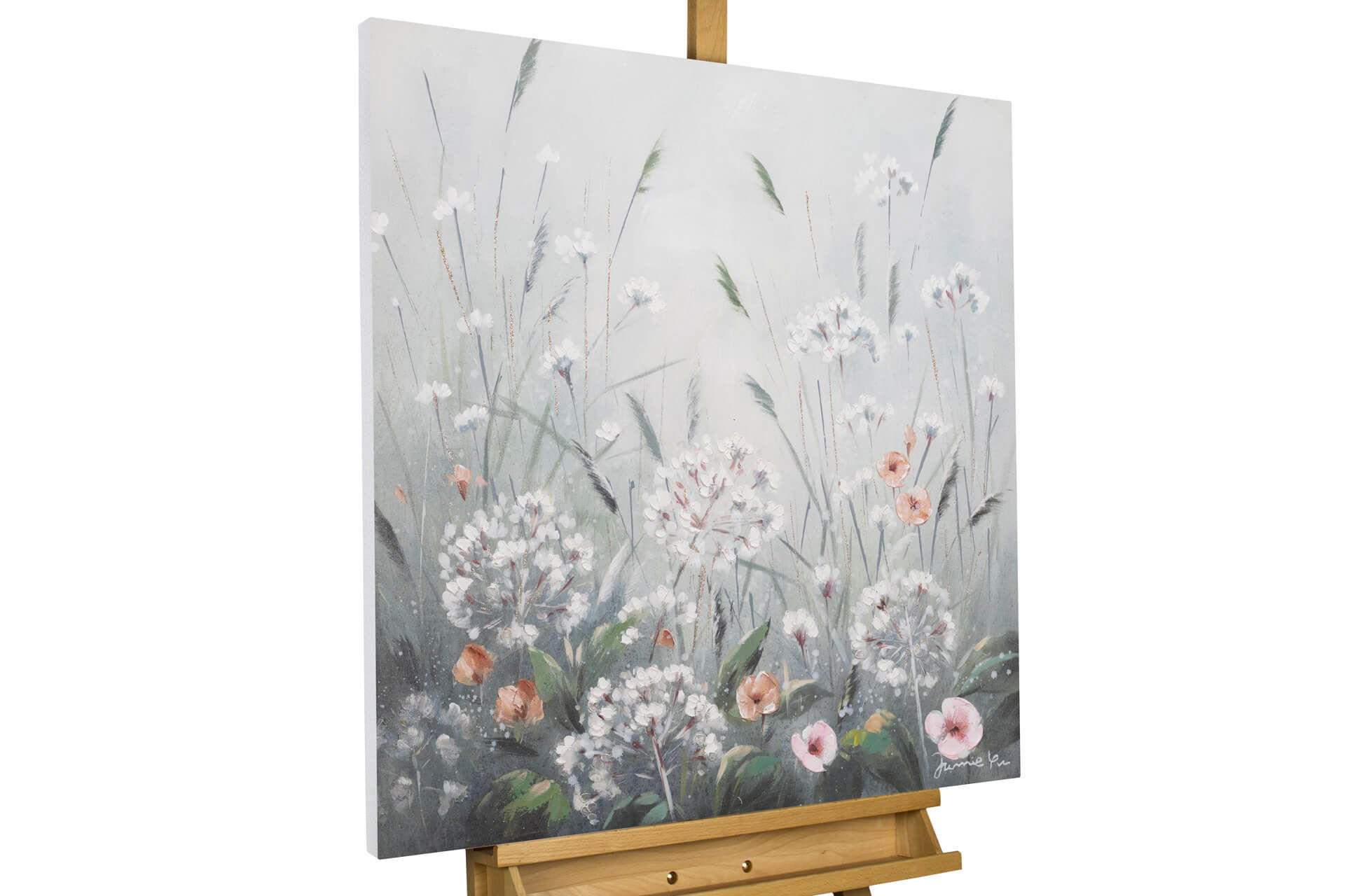 Kunstloft Acrylbild Grün, Grau 80x80 cm