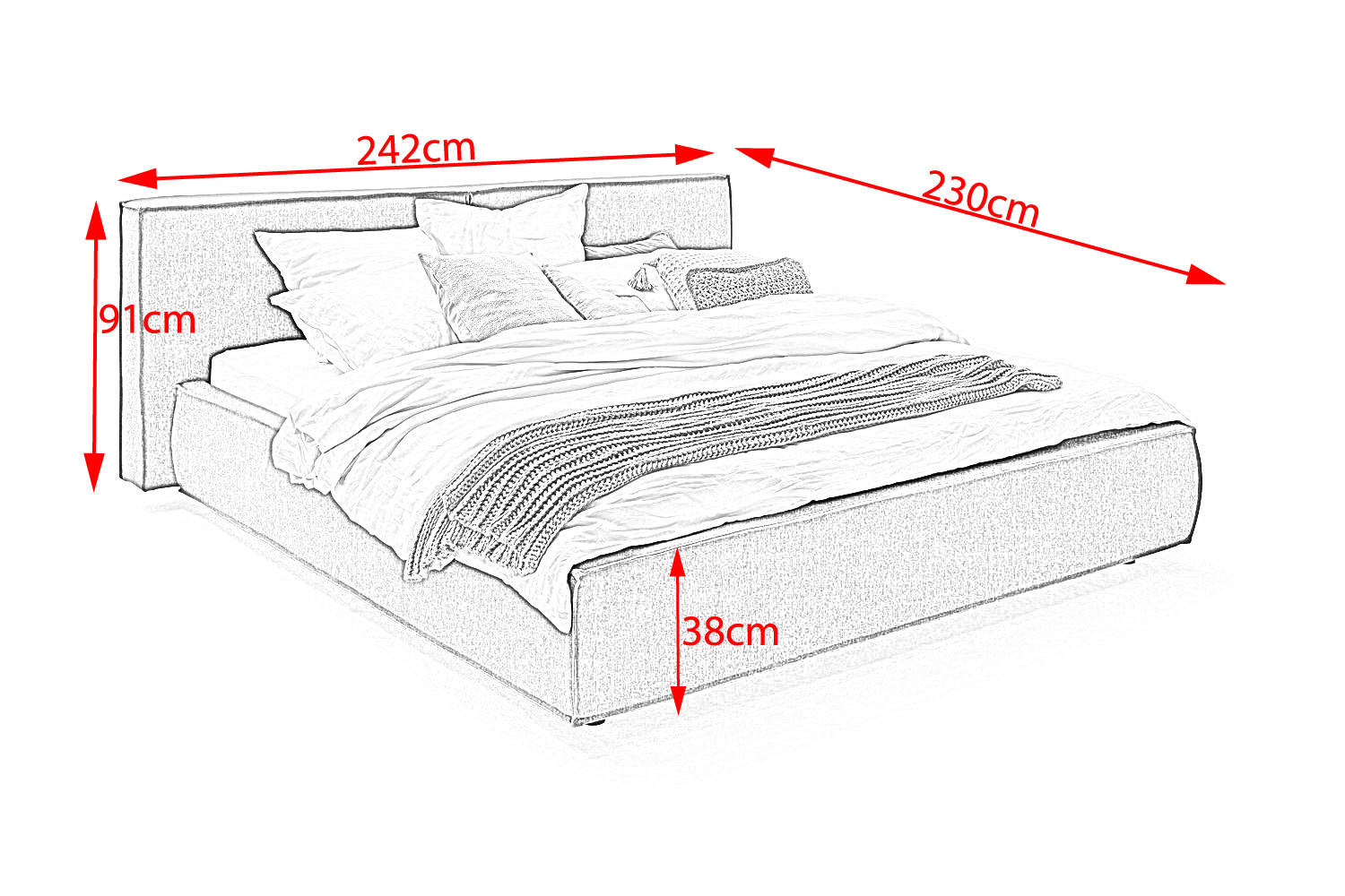 Thumbnail - Kawola Polsterbett, Grau, Textil, 200x200 cm, Schlafzimmer, Betten, Polsterbetten