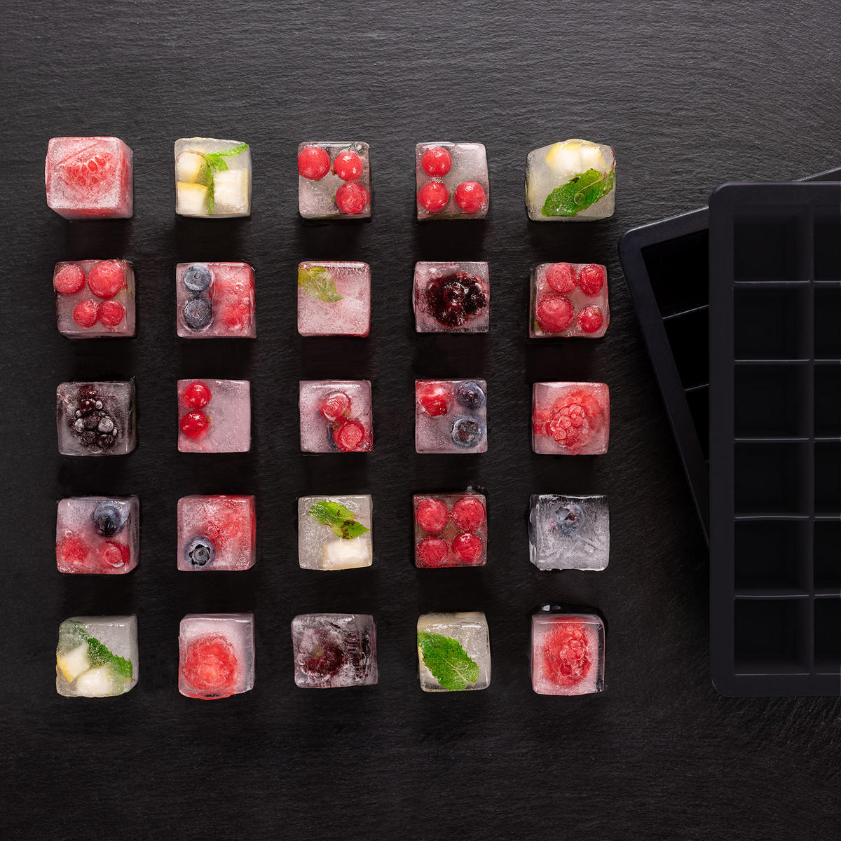 EISWÜRFELFORM Silikon, BPA-Frei, 2x24, Schwarz - Schwarz, Kunststoff (16.5/2.6/11cm) - Blumtal