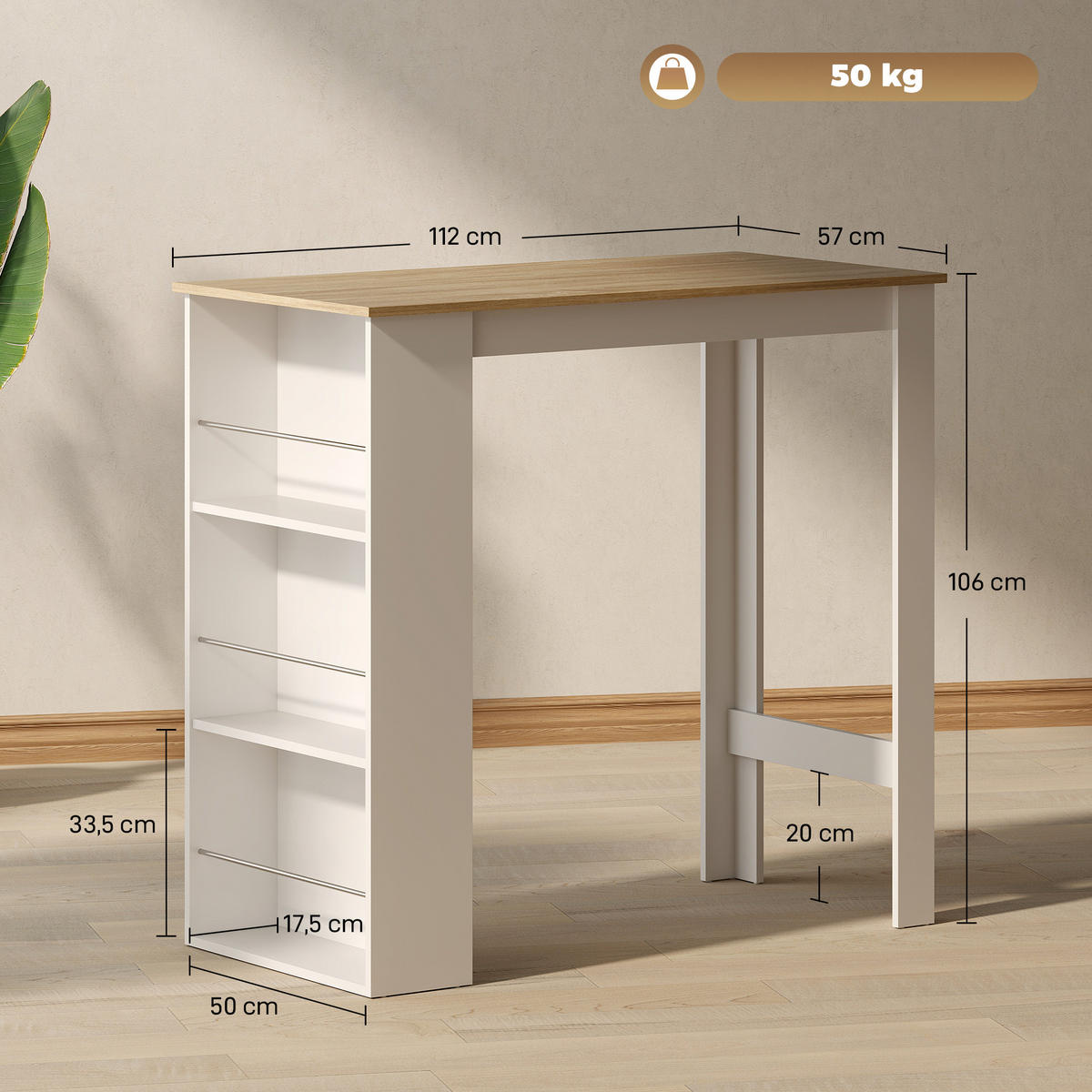 BARTISCH Weiß 1 Stück - Weiß, Kunststoff (112/57/106cm) - GiPP