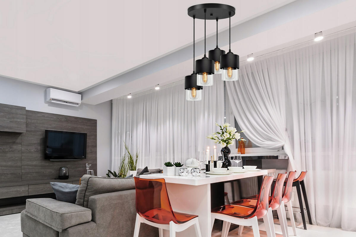 PENDELLEUCHTE Hege - Transparent/Schwarz, Glas/Metall (35/35/70cm) - kiki design