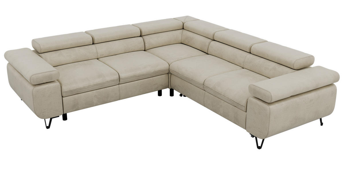 ECKSOFA QUADRO L - Beige Velvet - Links Seite - Beige/Schwarz, Textil/Metall (269/269cm) - MKS