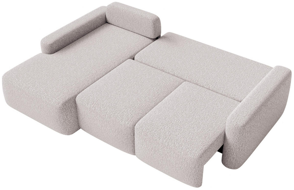 ECKSOFA Carnos Mini Beige Chenille - Beige/Schwarz, Kunststoff/Textil (238/164cm) - Selsey