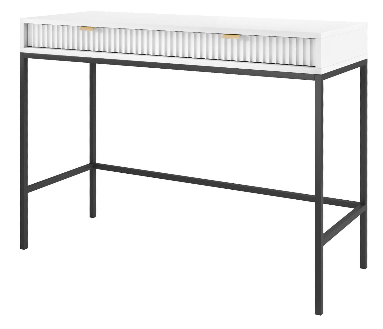 SCHMINKTISCH Kioto in Weiß mit Metallbeinen - Goldfarben/Schwarz, Holzwerkstoff/Metall (50/104/77cm) - Ravio