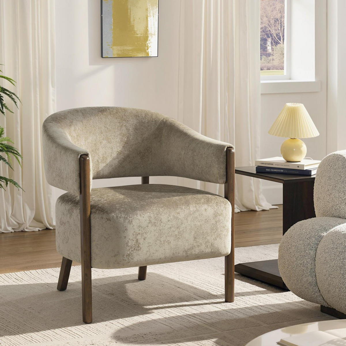 KŘESLO ze světle hnědého žinylkového dřeva - hnědá/světle hnědá, dřevo/textil (63.5/78.5/71cm) - HOMCOM