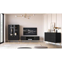WOHNZIMMER Set 3-tlg. – Eljot – Schwarz - Schwarz, Holzwerkstoff (160/85/40cm) - hi-markt