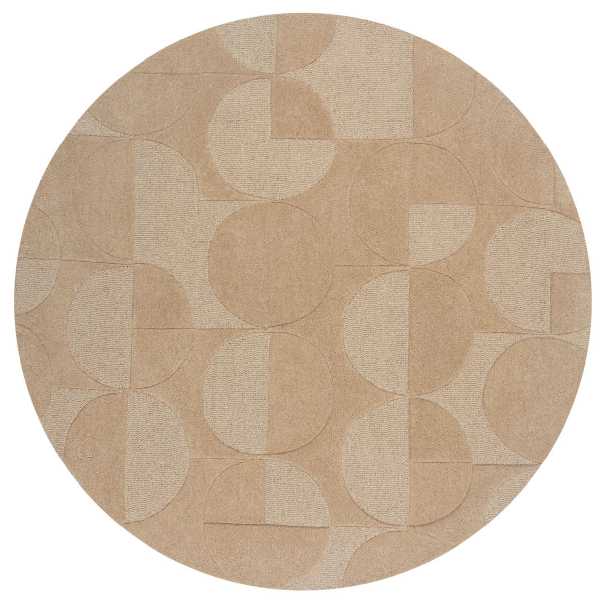 WOLLTEPPICH Geometrisches-Design, naturfarben DEBEN NOAH, Braun 160x160 cm - Braun, Textil (160/160cm) - KADIMA DESIGN