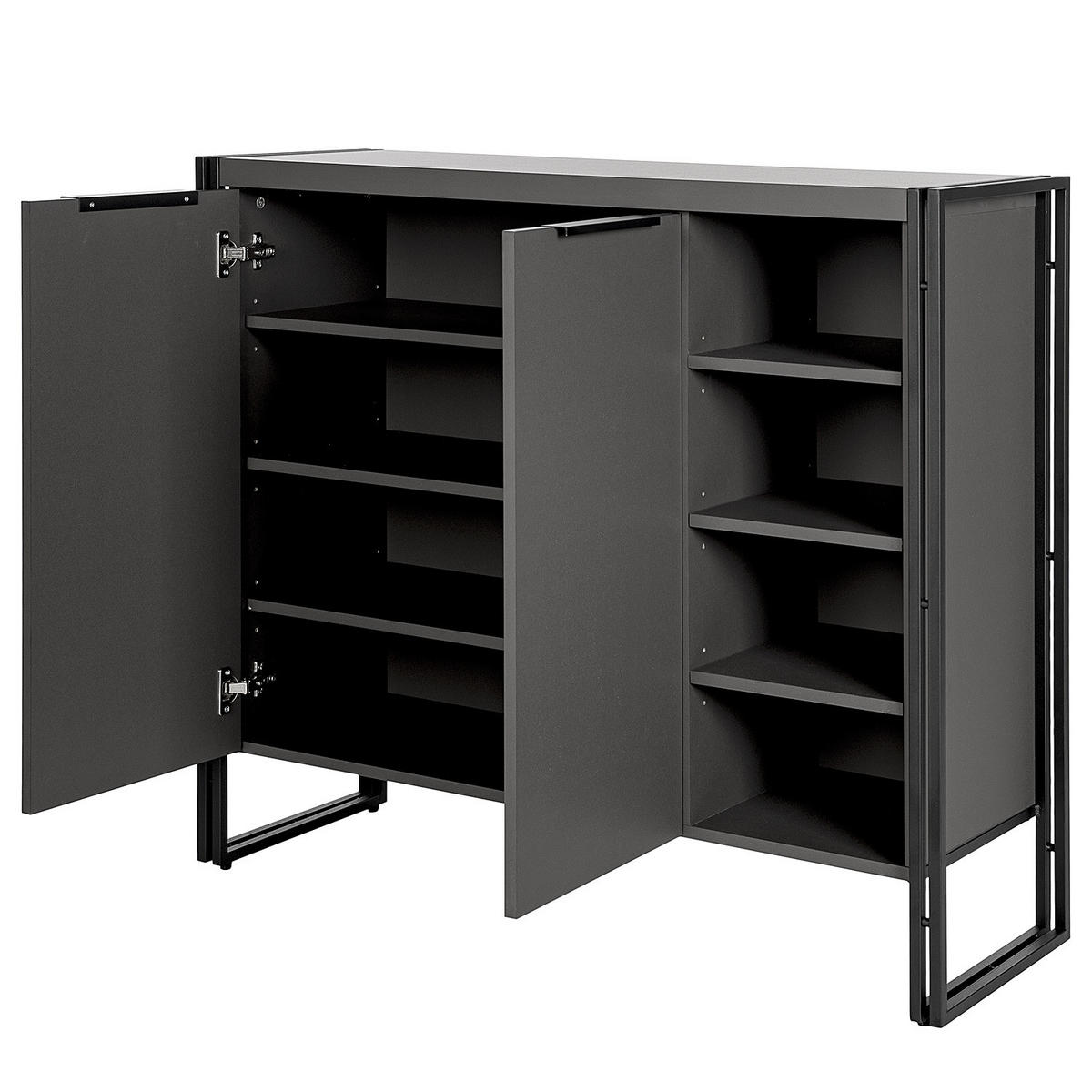 SCHUHKOMMODE - Graphitfarben, Holzwerkstoff (110/95/35cm) - home24