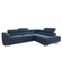 ECKSOFA ATOMIC Mit Schlaffunktion, Stoff Poso, Dunkelblau, Rechts - Dunkelblau, Holz (277/203cm) - Kaiser Möbel