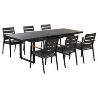 GARTENMÖBEL SET 6-Sitzer Aluminium schwarz Auflagen grau Valcanetto/Taviano - Hellbraun/Schwarz, Metall - Beliani