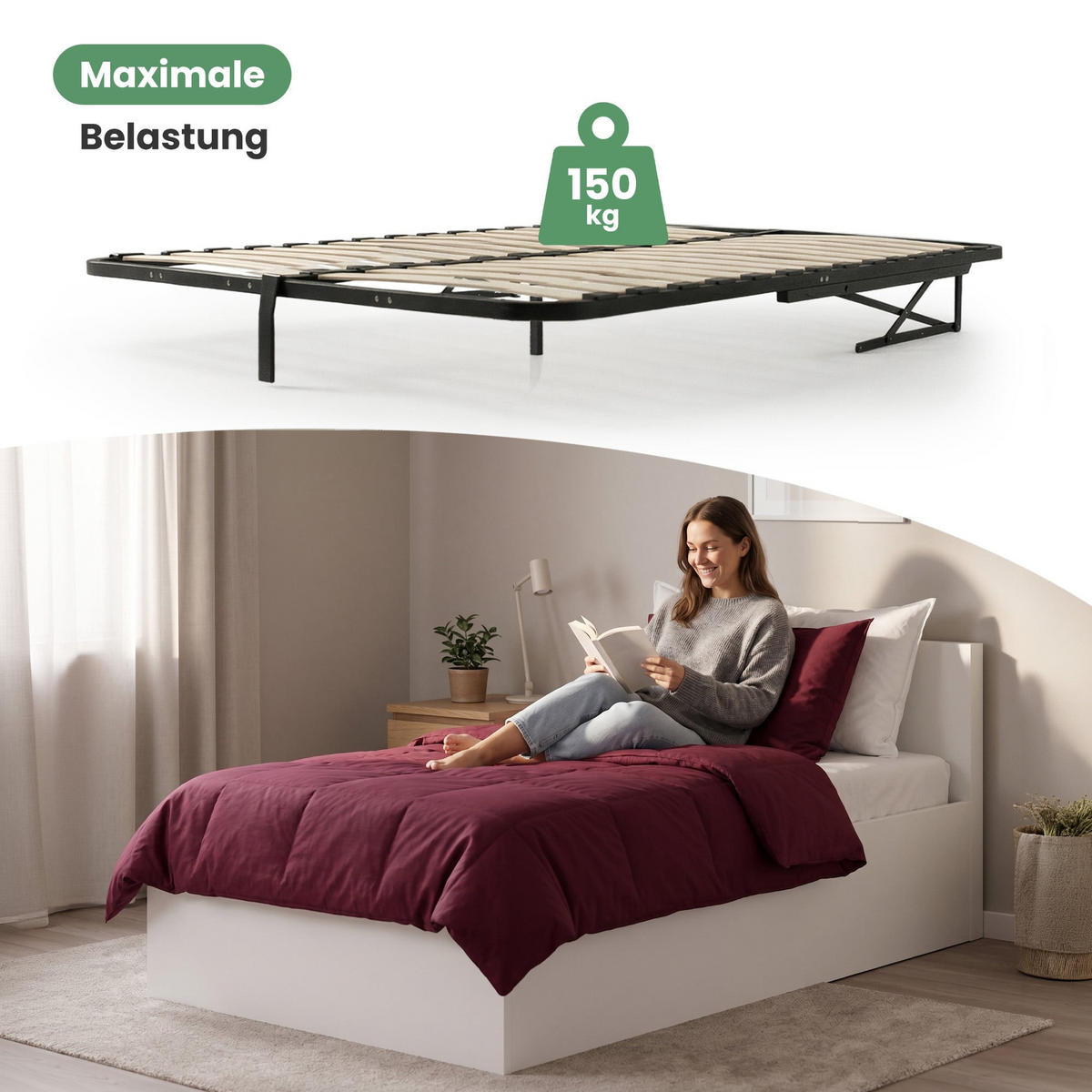 LATTENROST 120x200 cm - Schwarz, Holz/Metall (120/200cm) - Akord