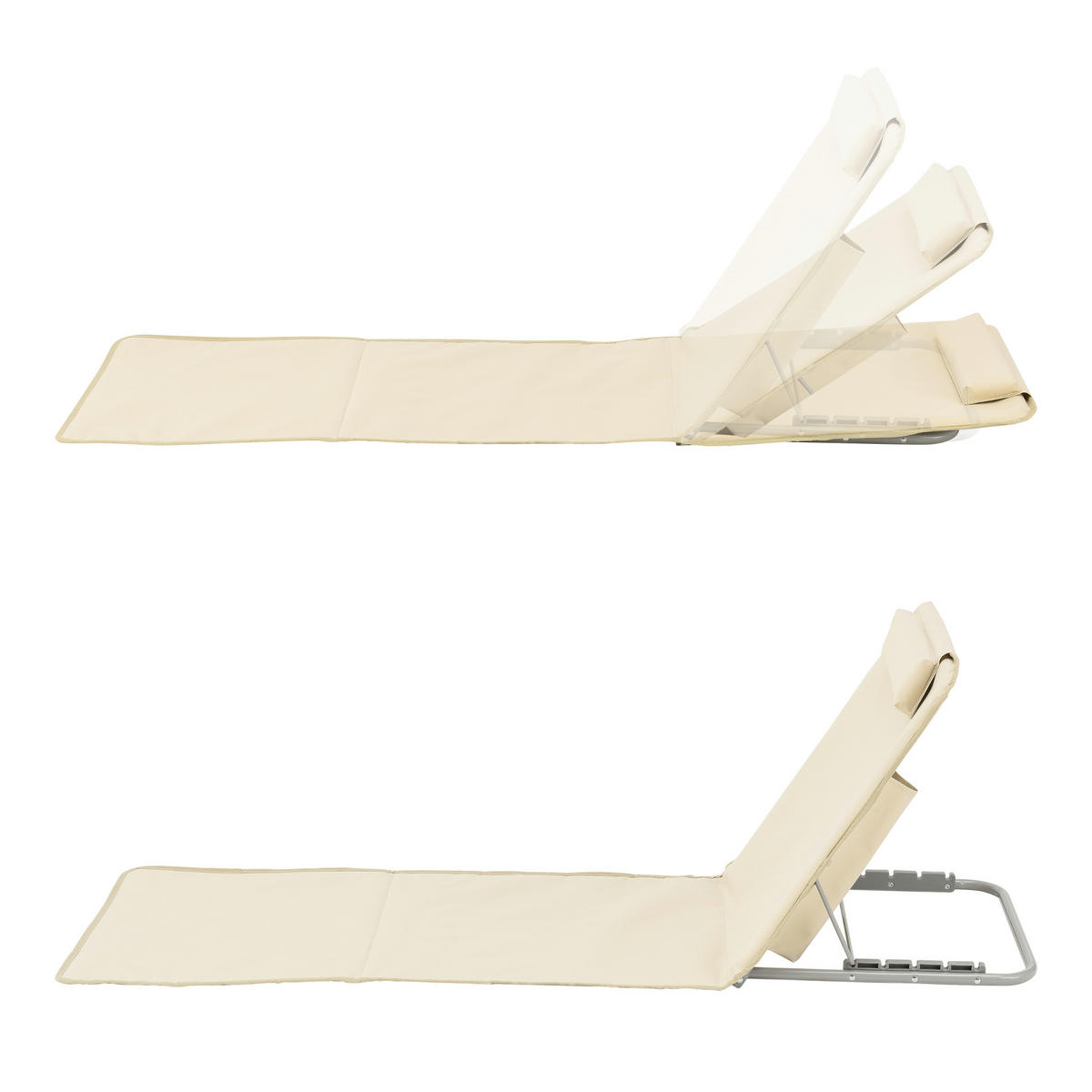 STRANDMATTEN-SET 2 TLG. Donostia - Beige, Textil/Metall (143/44/48cm) - [en.casa]