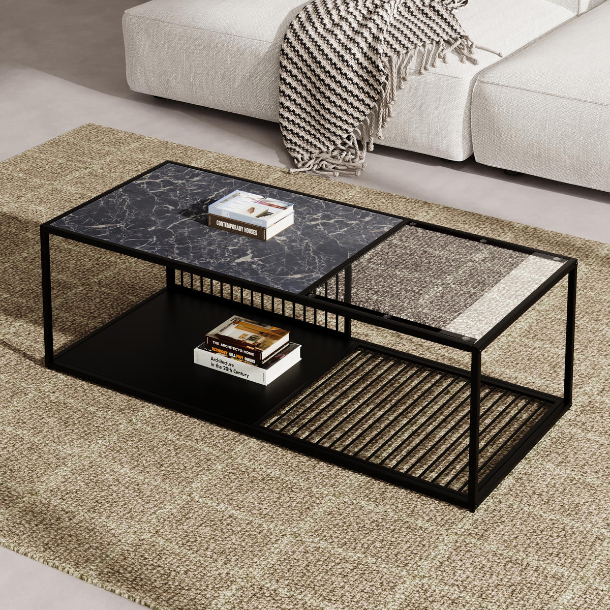 COUCHTISCH Black 110/48/35 cm - Schwarz, Glas (110/48/35cm) - Urban Meuble