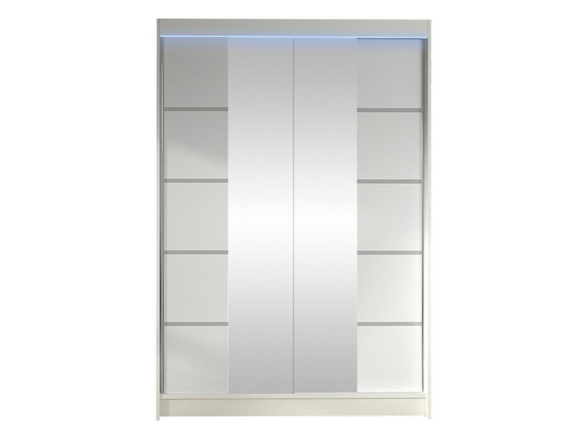 SCHWEBETÜRENSCHRANK Lino V mit RGB LED Beleuchtung - Weiß, Holzwerkstoff/Metall (120/200/58cm) - MIRJAN24