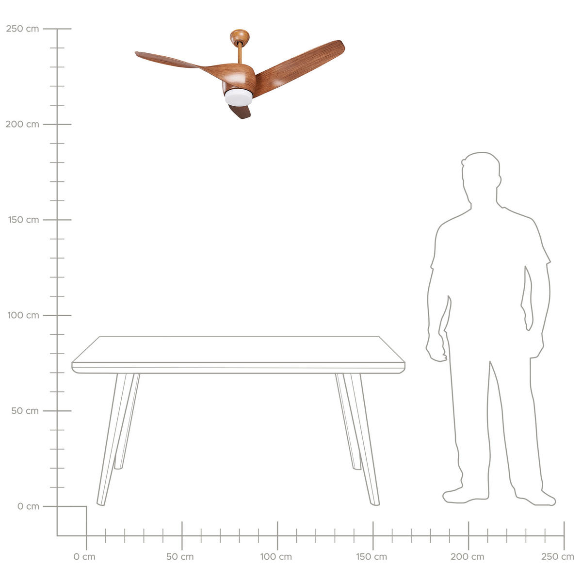 DECKENVENTILATOR Paria 110/110/54 cm - Braun, Metall (110/110/54cm) - Beliani