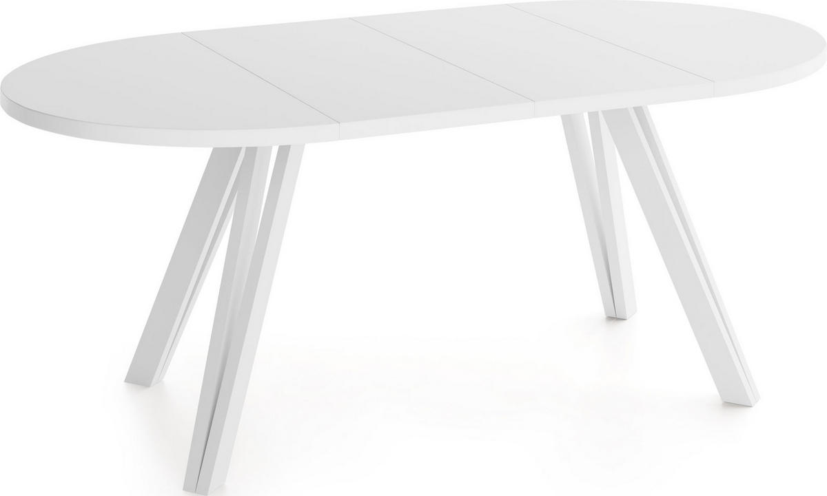 ESSTISCH Ravero runder ausziehbarer, Weiß 100-180/100/77 cm - Weiß, Holz/Holzwerkstoff (100/100/77cm) - WFL GROUP