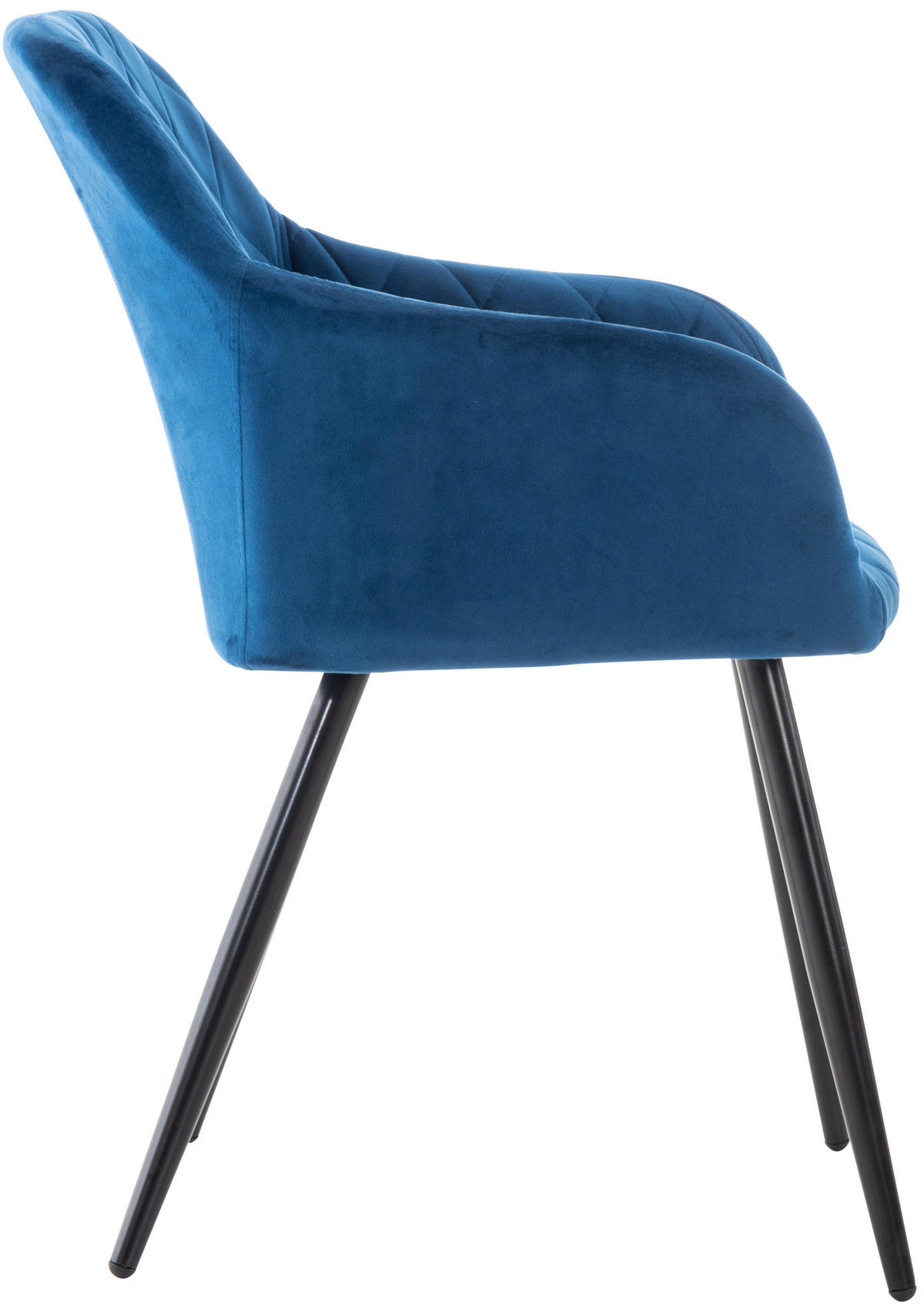 ESSZIMMERSTUHL Shyva Samt, Gestell Metall matt Schwarz Blau - Blau/Schwarz, Textil/Metall (47/84/44cm) - TPFLiving