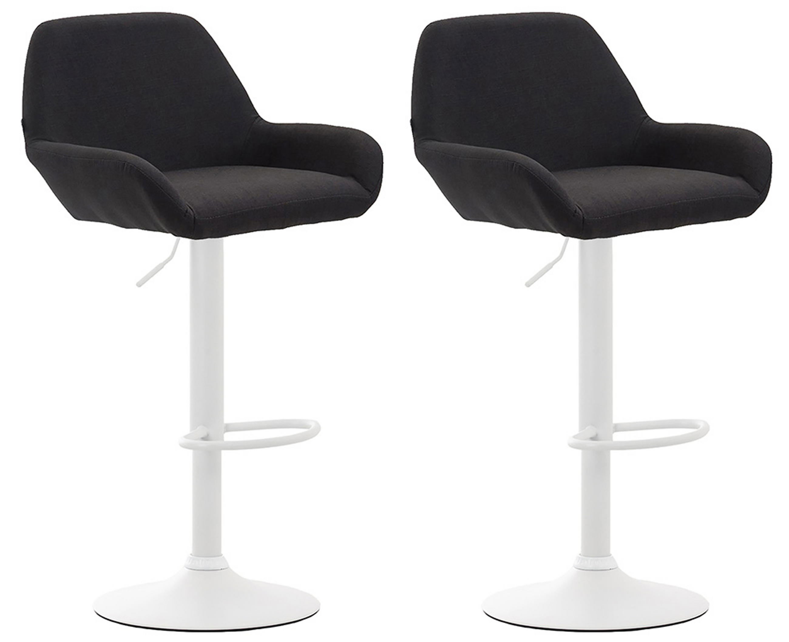 BARHOCKER 2er Set Prag Stoff weiß schwarz - Schwarz/Weiß, Textil/Metall (51/109/52cm) - TPFLiving