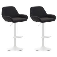 BARHOCKER 2er Set Prag Stoff weiß schwarz - Schwarz/Weiß, Textil/Metall (51/109/52cm) - TPFLiving