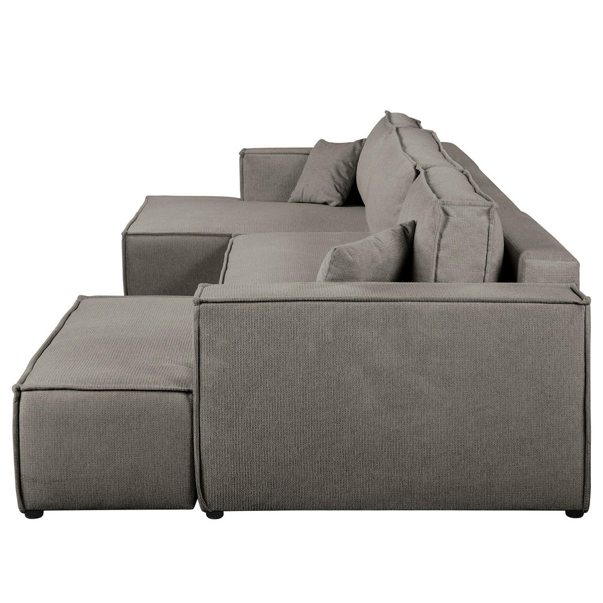 WOHNLANDSCHAFT mit Schlaffunktion - Schwarz/Grau, Kunststoff/Textil (398/70/148cm) - home24