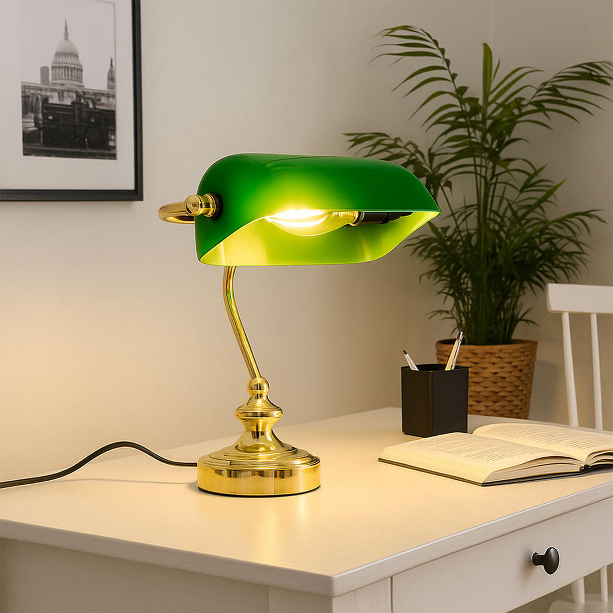 TISCHLEUCHTE Antike Grün Acryl - Grün, Metall (19/16.5/24cm) - Globo Lighting