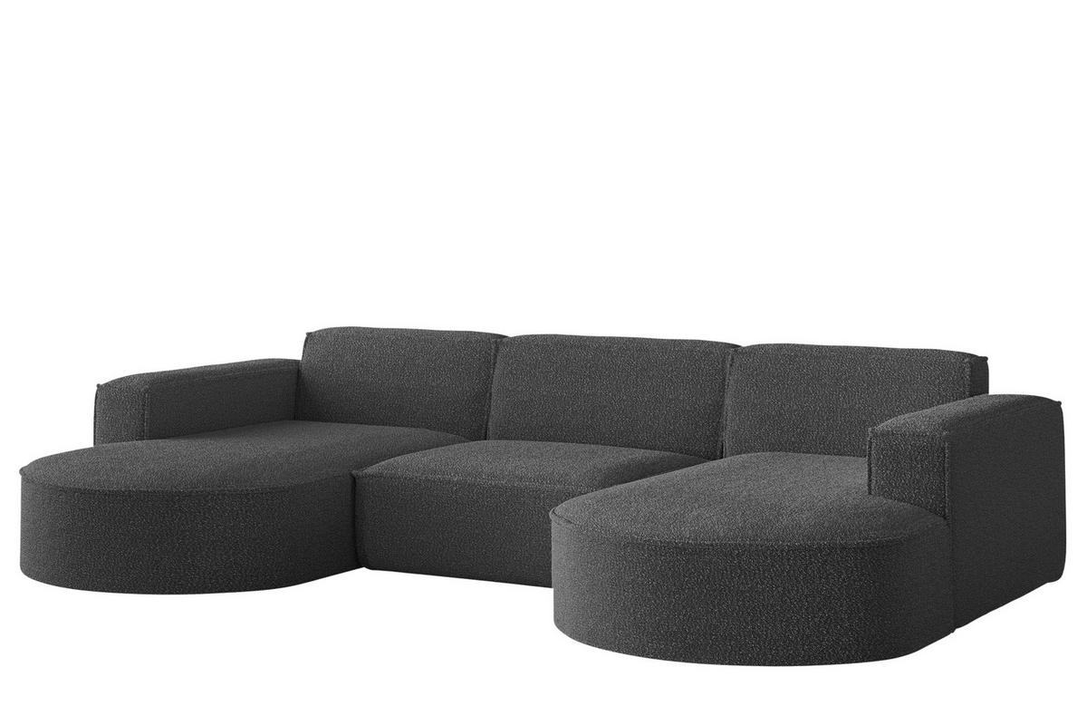 WOHNLANDSCHAFT Palma In Ascot - Graphitfarben, Holzwerkstoff/Textil (299/78/165cm) - Fun Möbel