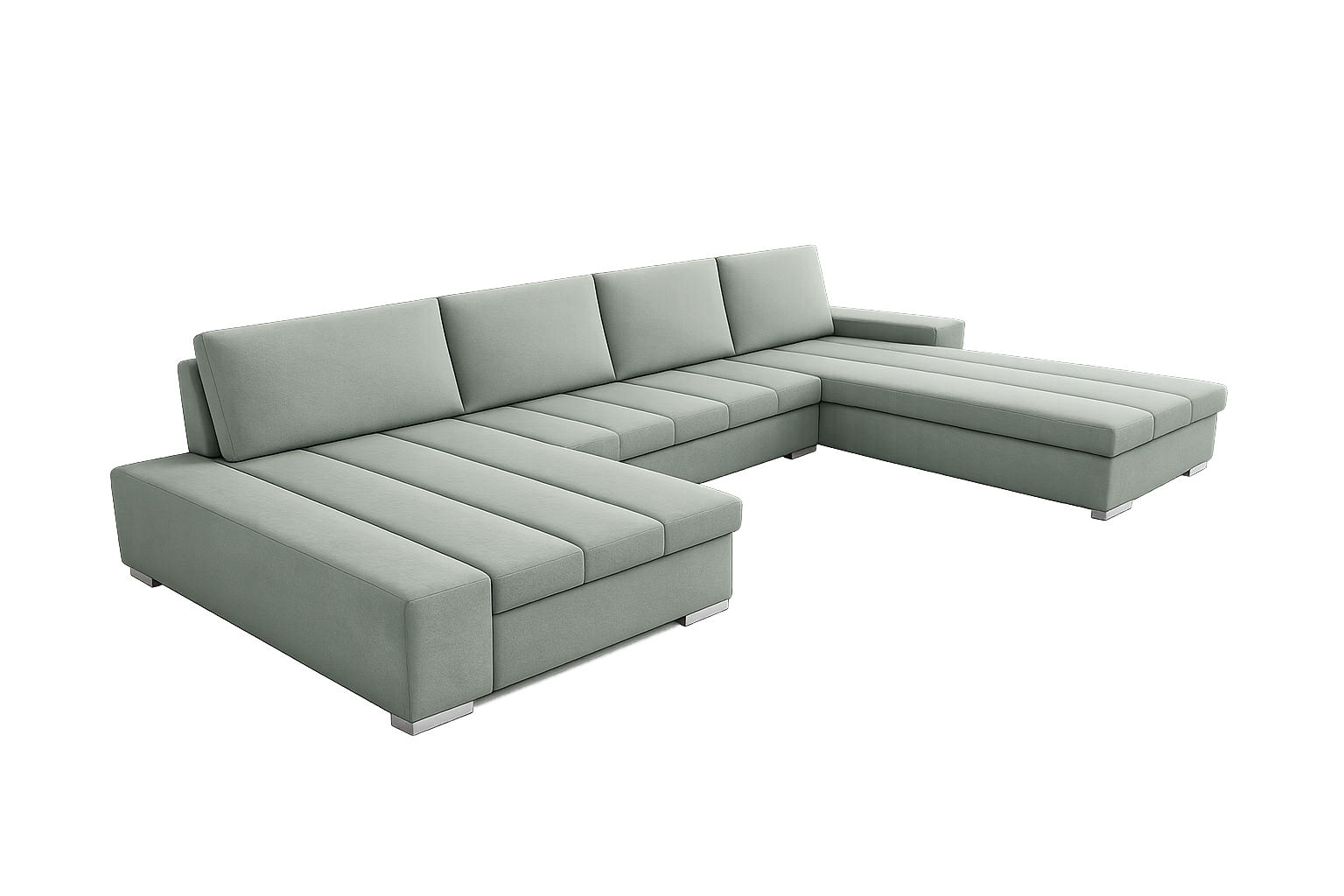 WOHNLANDSCHAFT VERONA U-Form mit Schlaffunktion, Bettkasten und Wellenfederung – Großzügiges Ecksofa 387 cm - Mintgrün, Kunststoff (387/85/213cm) - Wohnideebilder