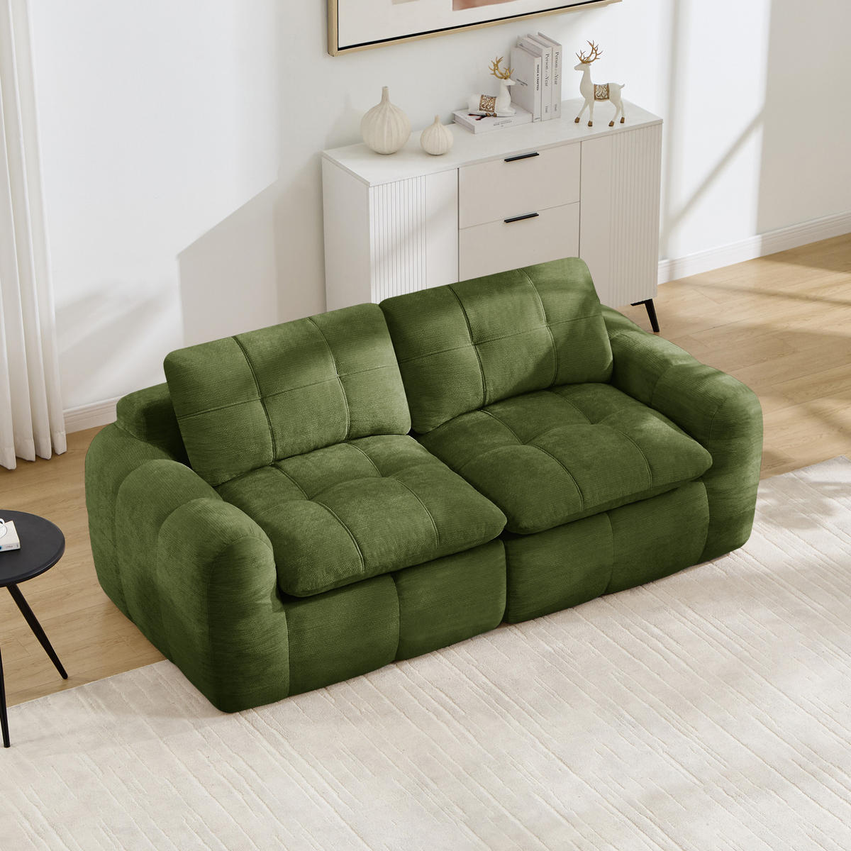 SOFA 194/97/68 cm in Grün mit Chenillebezug und hoher Formstabilität - Grün, Textil (97/68/194cm) - Flora Grace